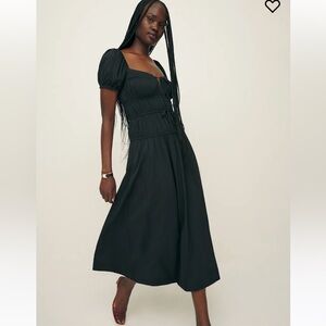 Elegant Reformation Rhett Black Midi Dress